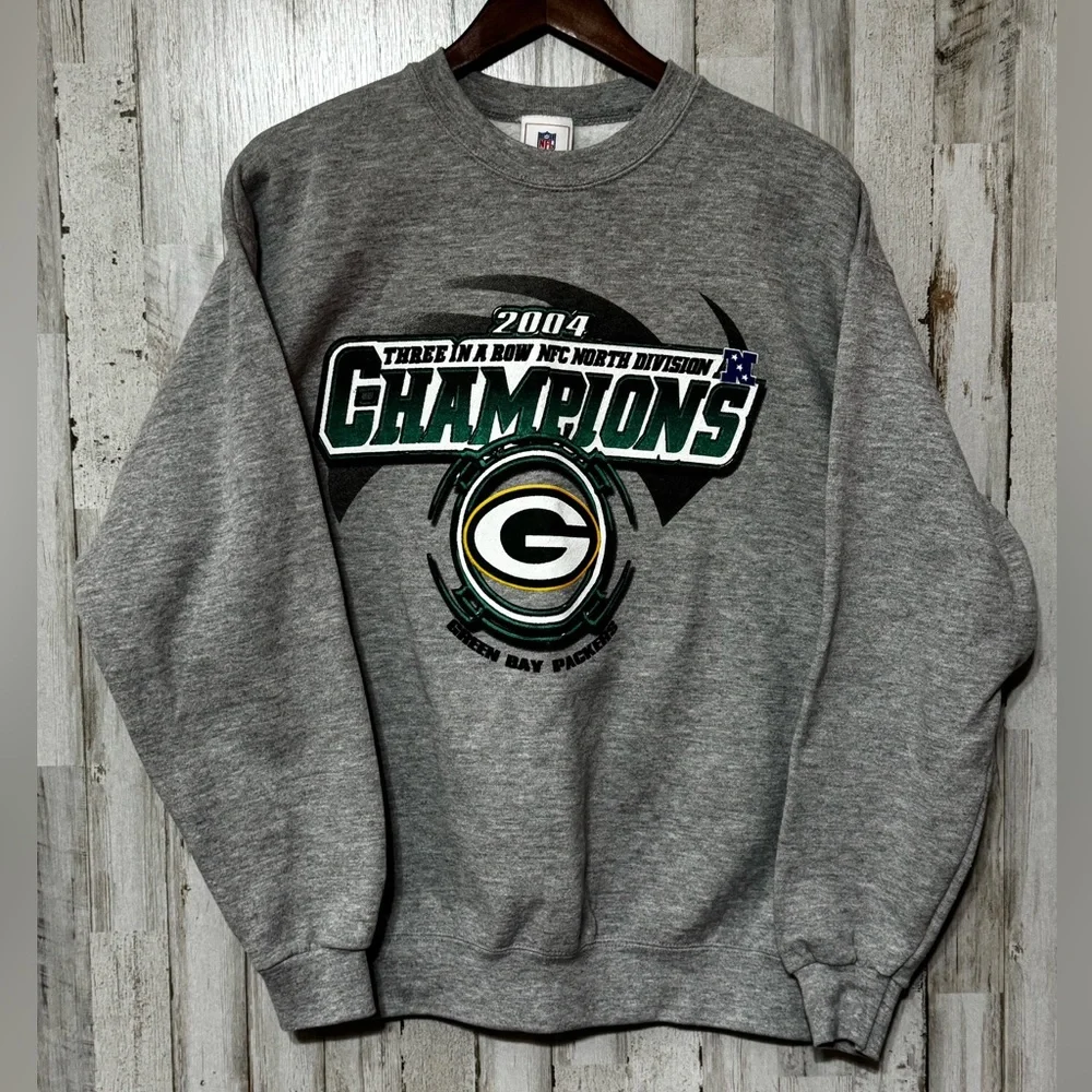 Vintage Green‎ Bay Packers 2004 Champions Crewneck Medium